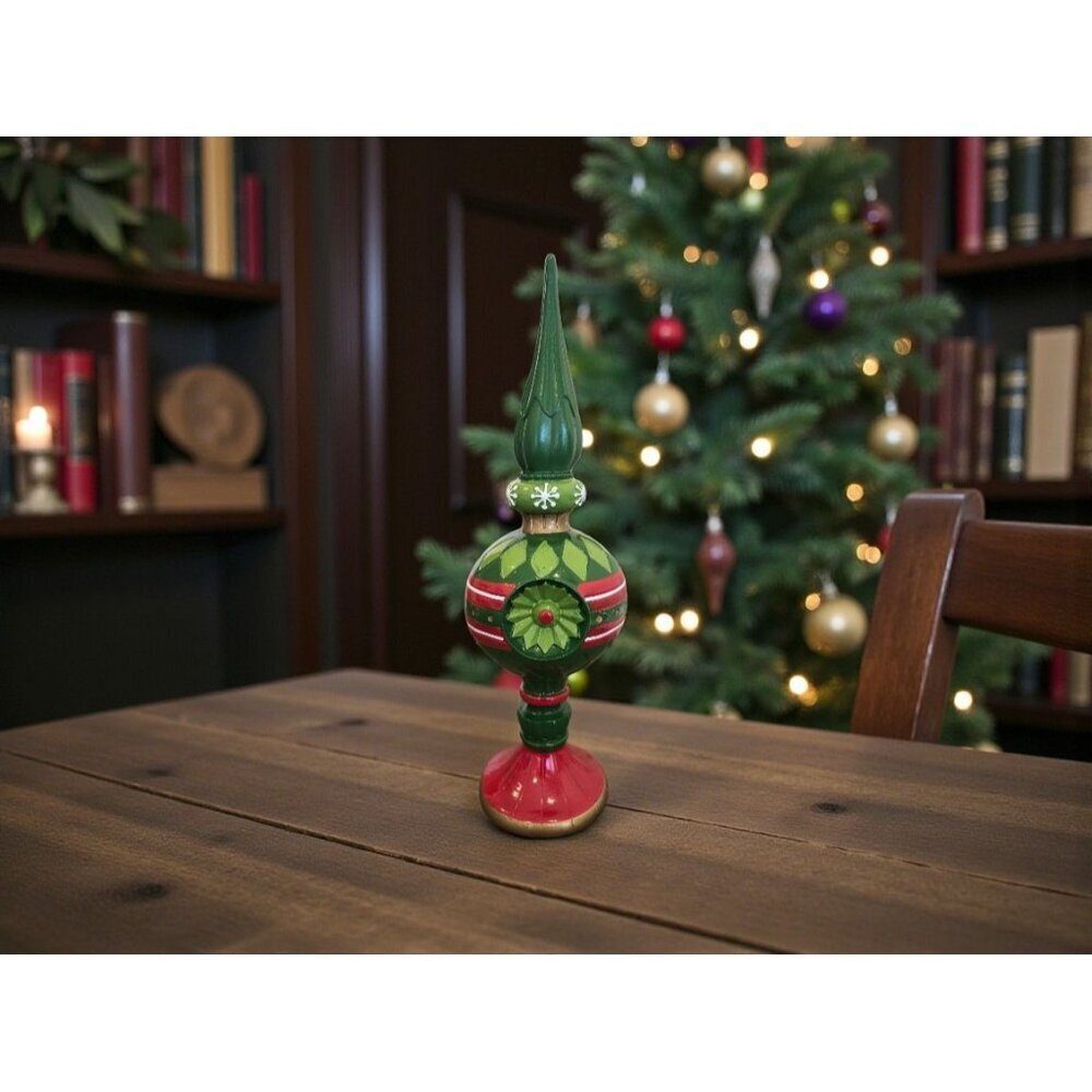 New Red & Green Christmas Holiday Resin Ornamant Finial Figure Statue Decor 15"